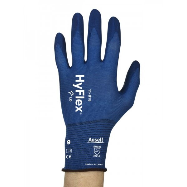 Luvas Ansell HyFlex 11-818 leves e resistentes à abrasão CA 33395 