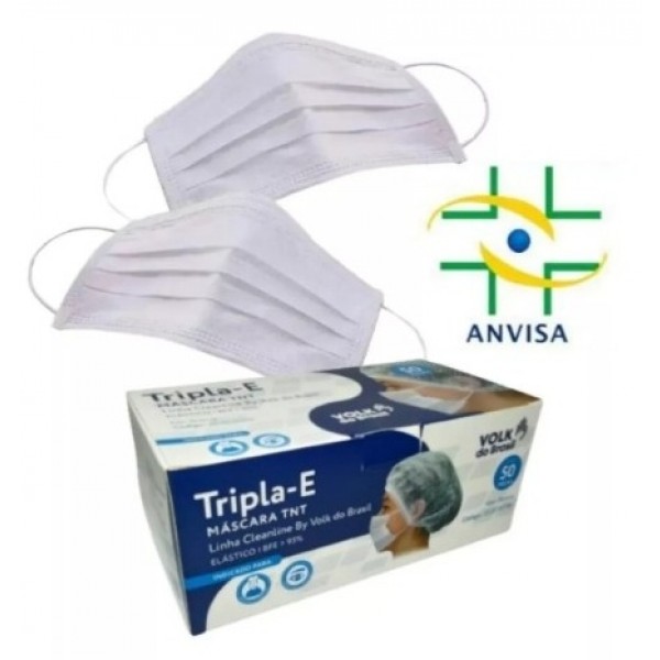 Máscara Descartável Tripla 50 Unidades (Branca)