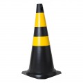 Cone Preto e Amarelo de PVC Rígido 