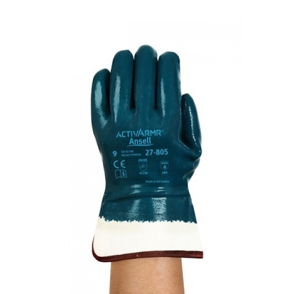 Luva Ansell Hycron 27-805 Proteção Mecânica Nitrílica Azul - CA 42760