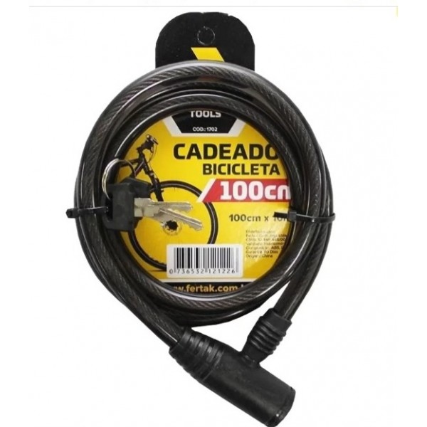 CADEADO BIKE CHAVE 100 CM X 10MM