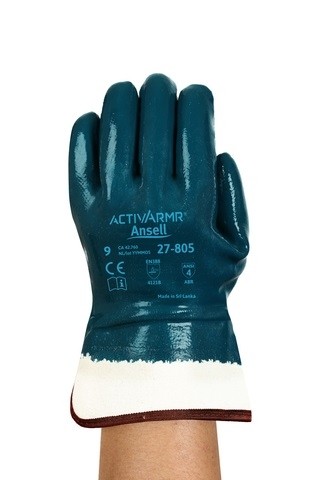 Luva Ansell Hycron 27-805 Proteção Mecânica Nitrílica Azul - CA 42760