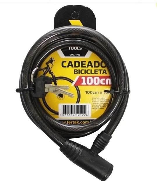 CADEADO BIKE CHAVE 100 CM X 10MM