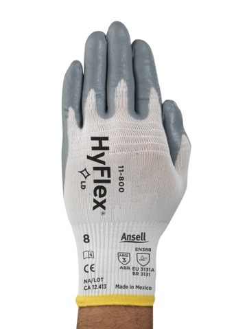 Luva Hyflex 11-800 Antistatica Nylon Branca/Cinza Nitrilica - CA 12413