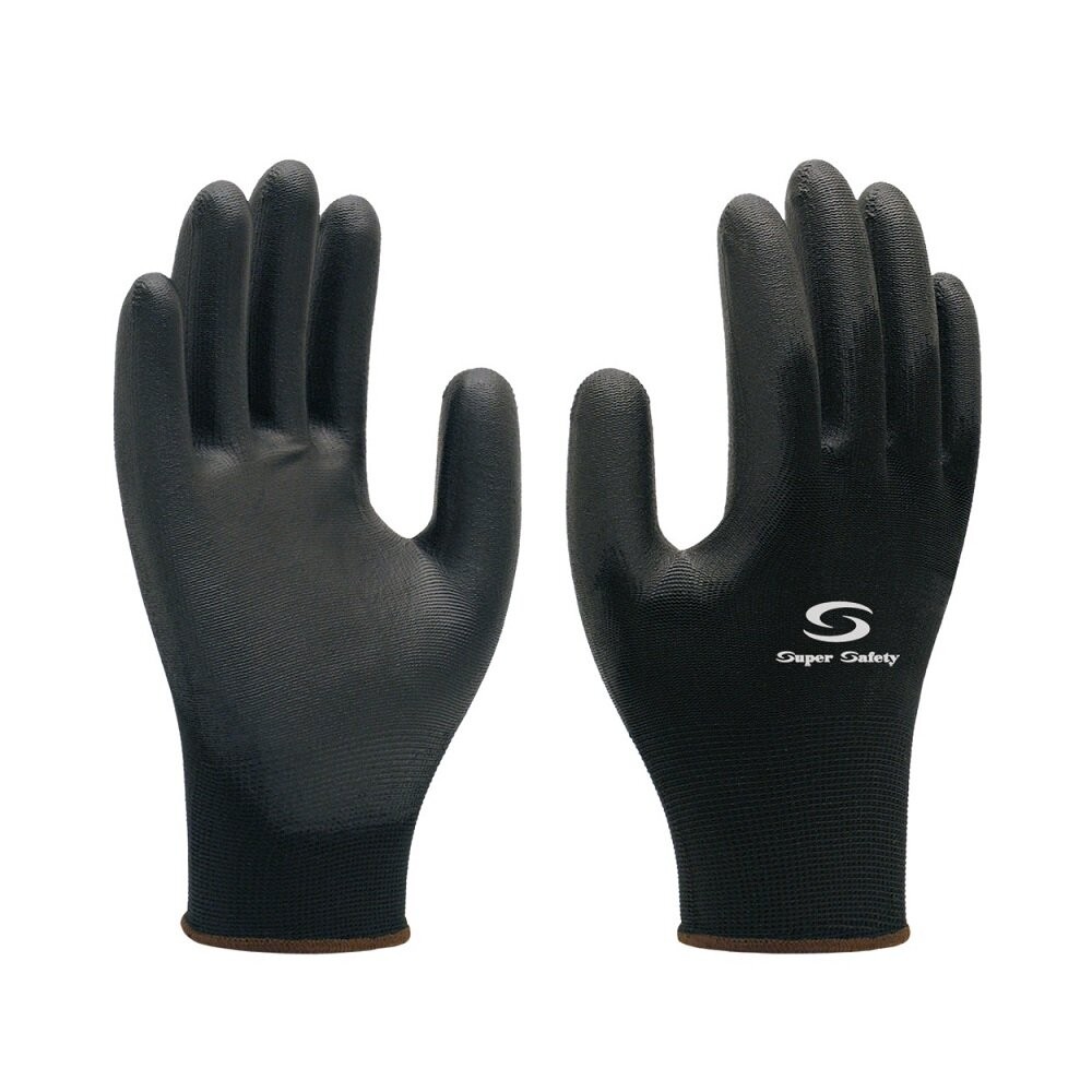 Luva Super Safety SS1003 Preta Banho em PU CA 32034