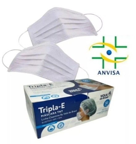 Máscara Descartável Tripla 50 Unidades (Branca)